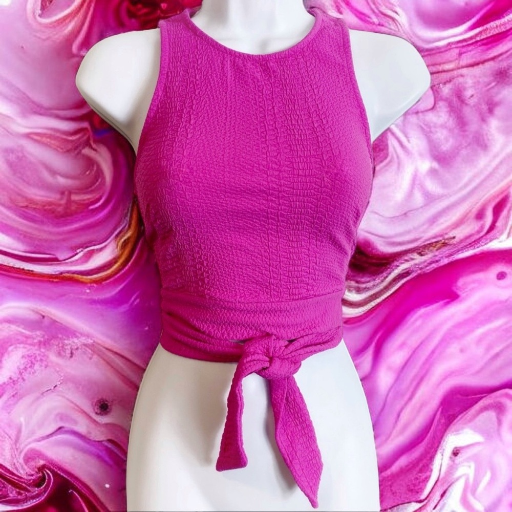 ONA By Yoon Chung Bright Magenta Gym Wrap Tank